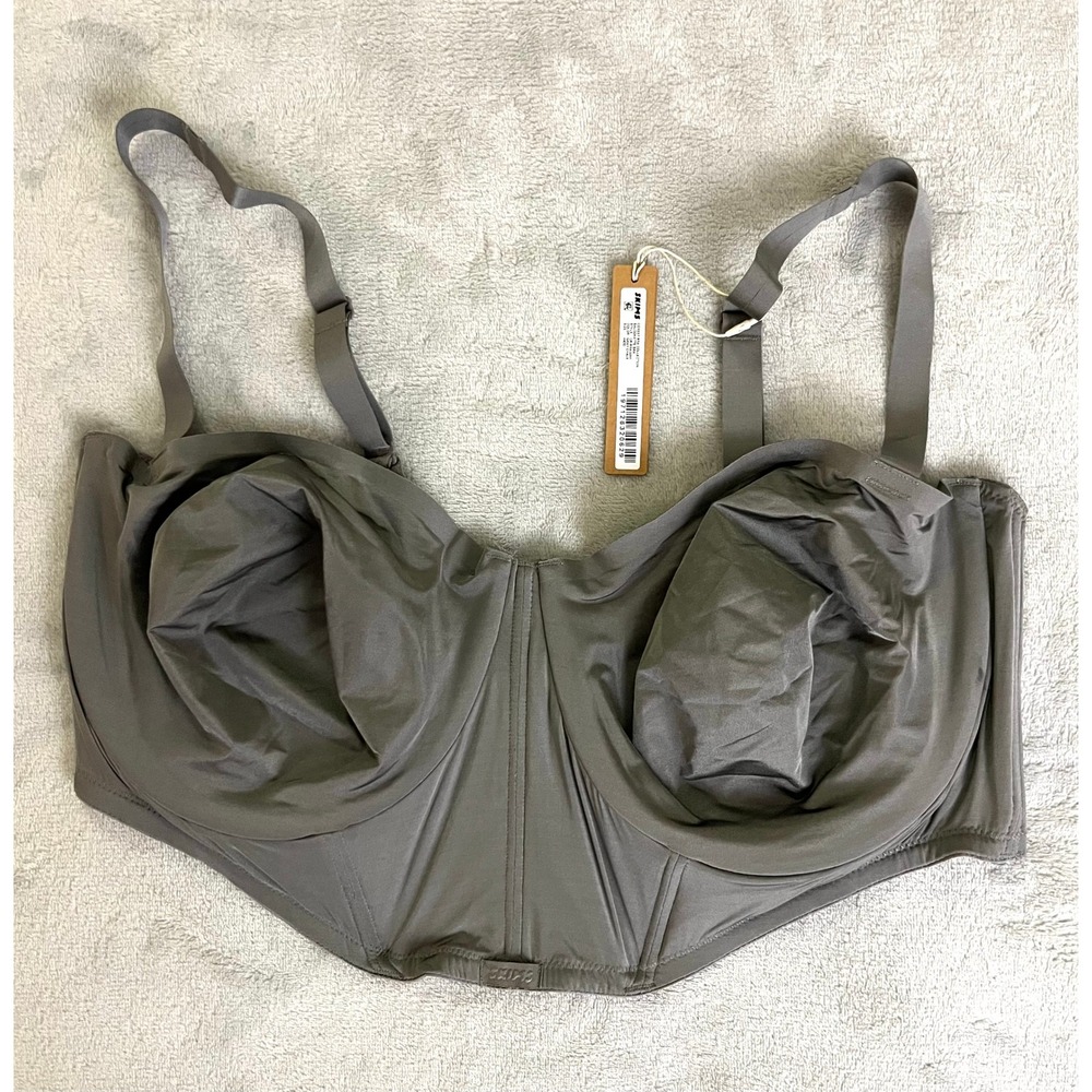 SKIMS 44DD Corset Bra Collection Balconette Longline Gray Chalk CR-BRA-3240 NEW
